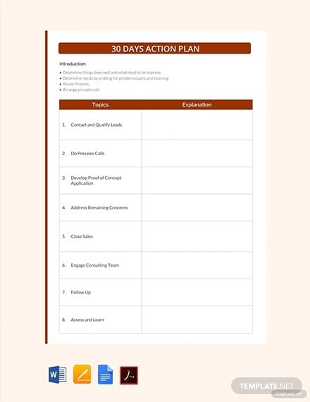 30 days action plan template 3