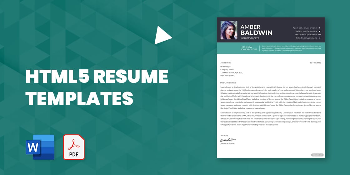 html css resume template free download