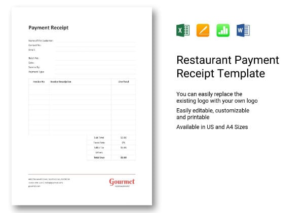 restaurant payment receipt