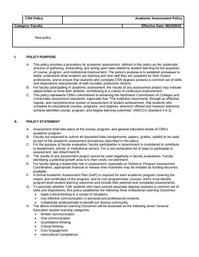 academic assessment policy format