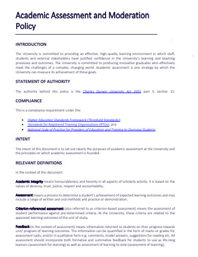 student assessment (coursework) policy