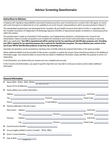 advisor-screening-questionnaire-template