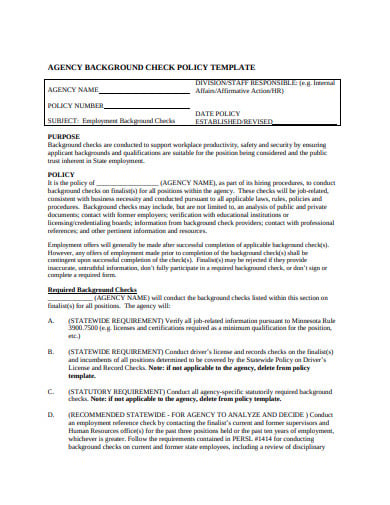agency background check policy and procedure template