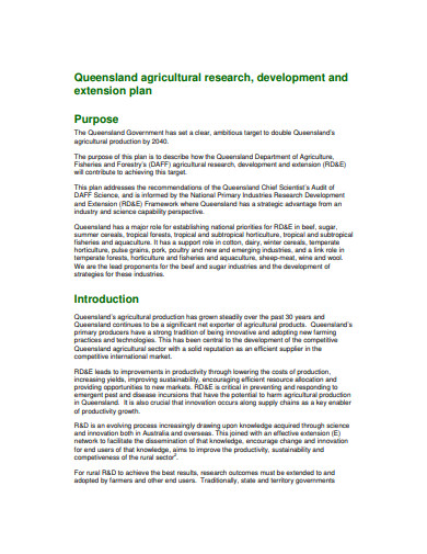 agricultural research development and extension plan