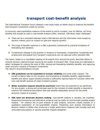 air transport cost analysis template