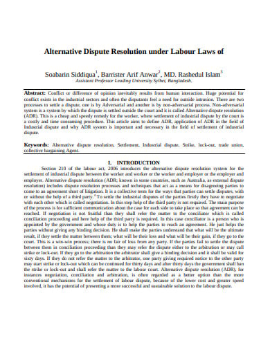 alternative dispute resolution under labour laws