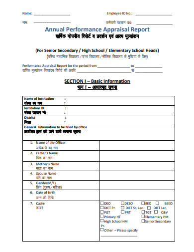 annual performance appraisal report template