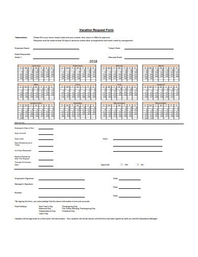 annual vacation request form template