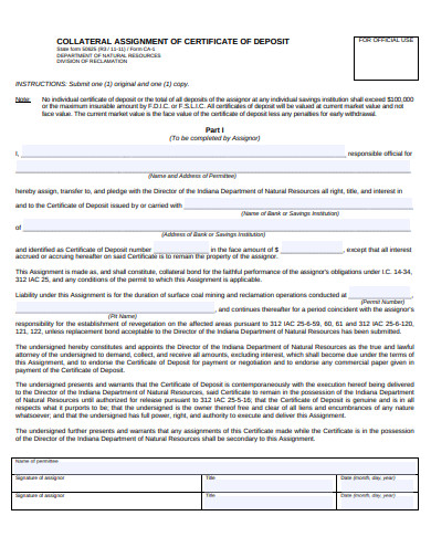 assignment sale deposit