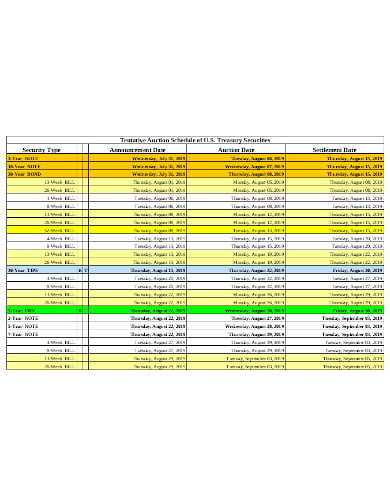 auction schedule of treasury securities