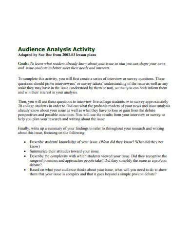 audience analysis activity template