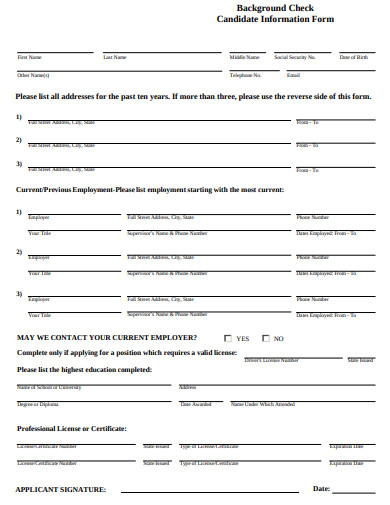 11+ Candidate Information Form Templates in PDF | DOC