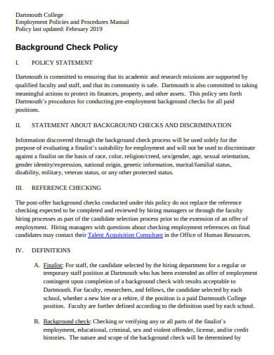 background check policy and procedure template