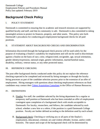 10  Background Check Policy and Procedure Templates in PDF DOC