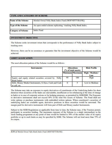 bank index fund template