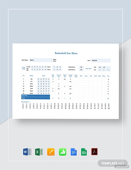 Stat Sheet Template 11 Word Excel PDF Documents Download