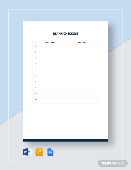 blank checklist template