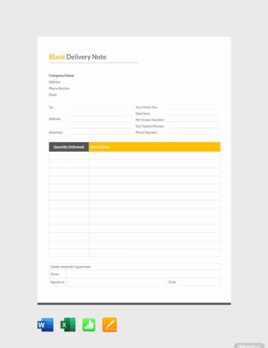 blank delivery note template