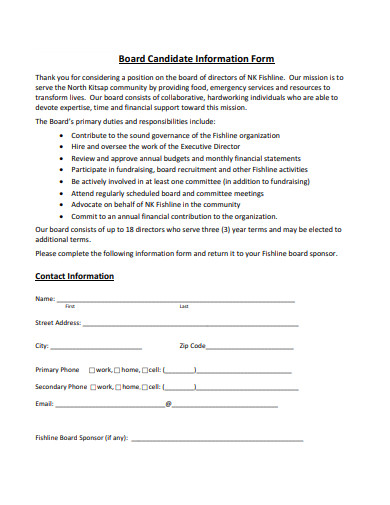 11+ Candidate Information Form Templates in PDF | DOC