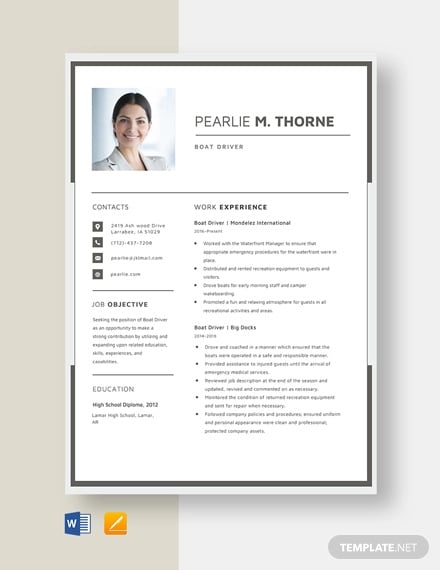 boat driver resume template