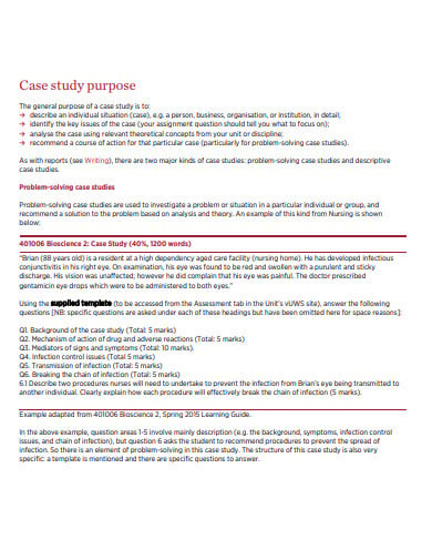 business case study purpose template