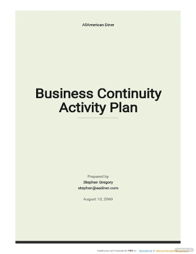 business continuity activity plan template