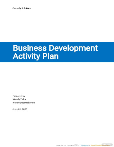 activities in business plan