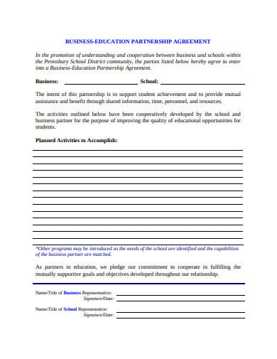 business education partnership agreement
