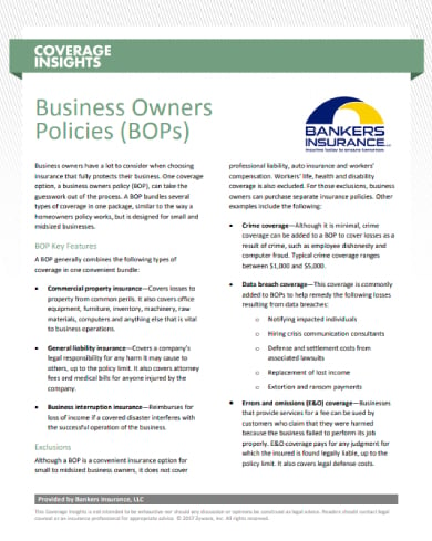 business policy owners sample
