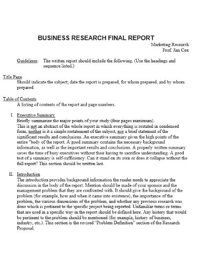 Research Report Sample Template