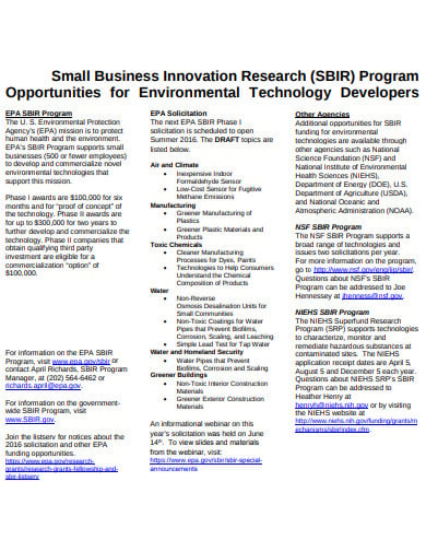 business research innovation fact sheet template
