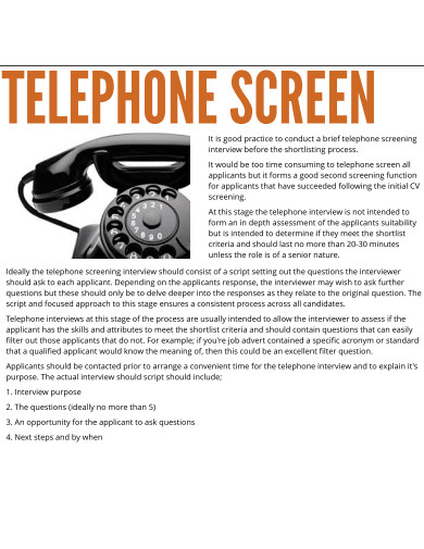 cv telephone screening template
