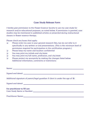 case study release form template