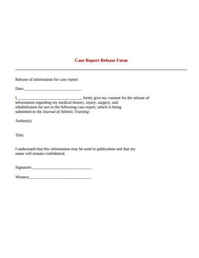 case study report release form template