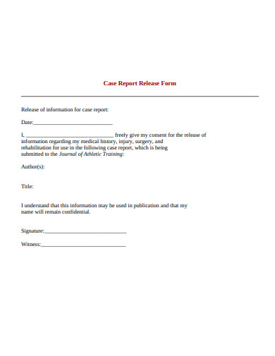 case study report release form template