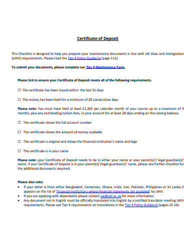 3 Certificate Of Deposit