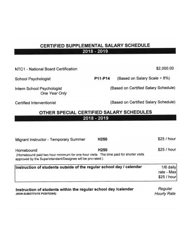 certified supplemental salary schedule