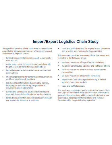 chain study import and export logistics template