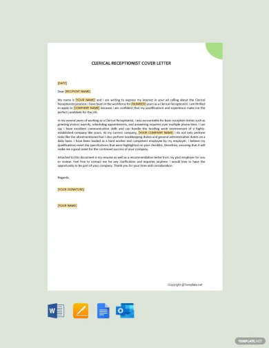 clerical receptionist cover letter template