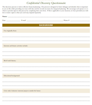 client confidential discovery questionnaire