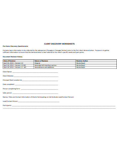 client discovery worksheet