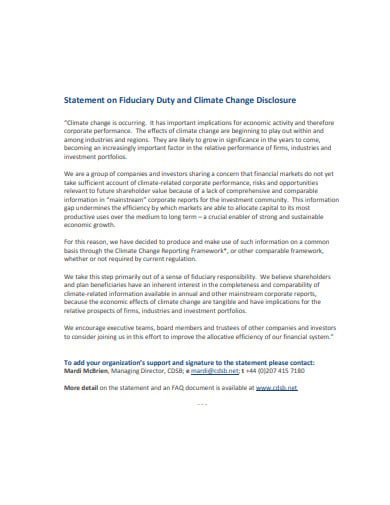 climate fiduciary statement template