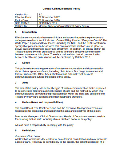 clinical policy documentation template
