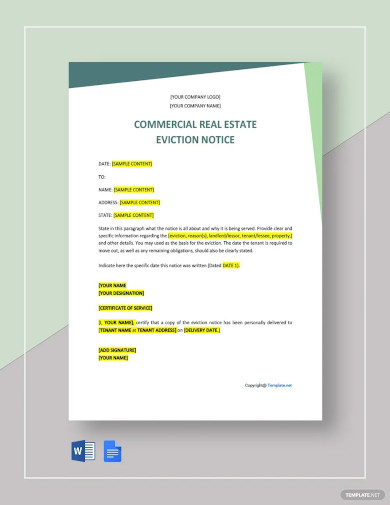 commercial real estate eviction notice template
