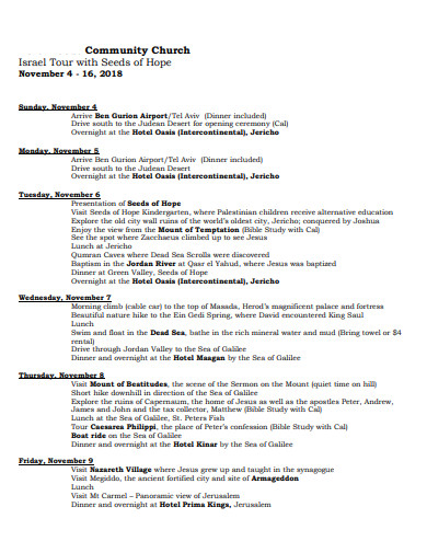 11+ Church Itinerary Templates in PDF | DOC