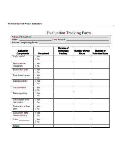community project evaluation tracking form sheet