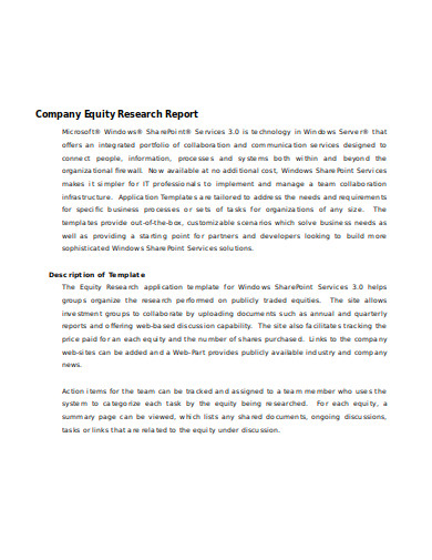 equity research report template