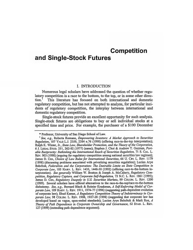 competition and single stock futures