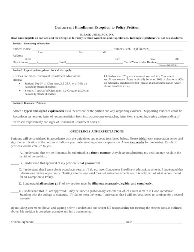 concurrent enrollment policy template