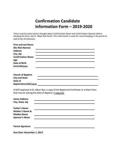 11+ Candidate Information Form Templates in PDF | DOC